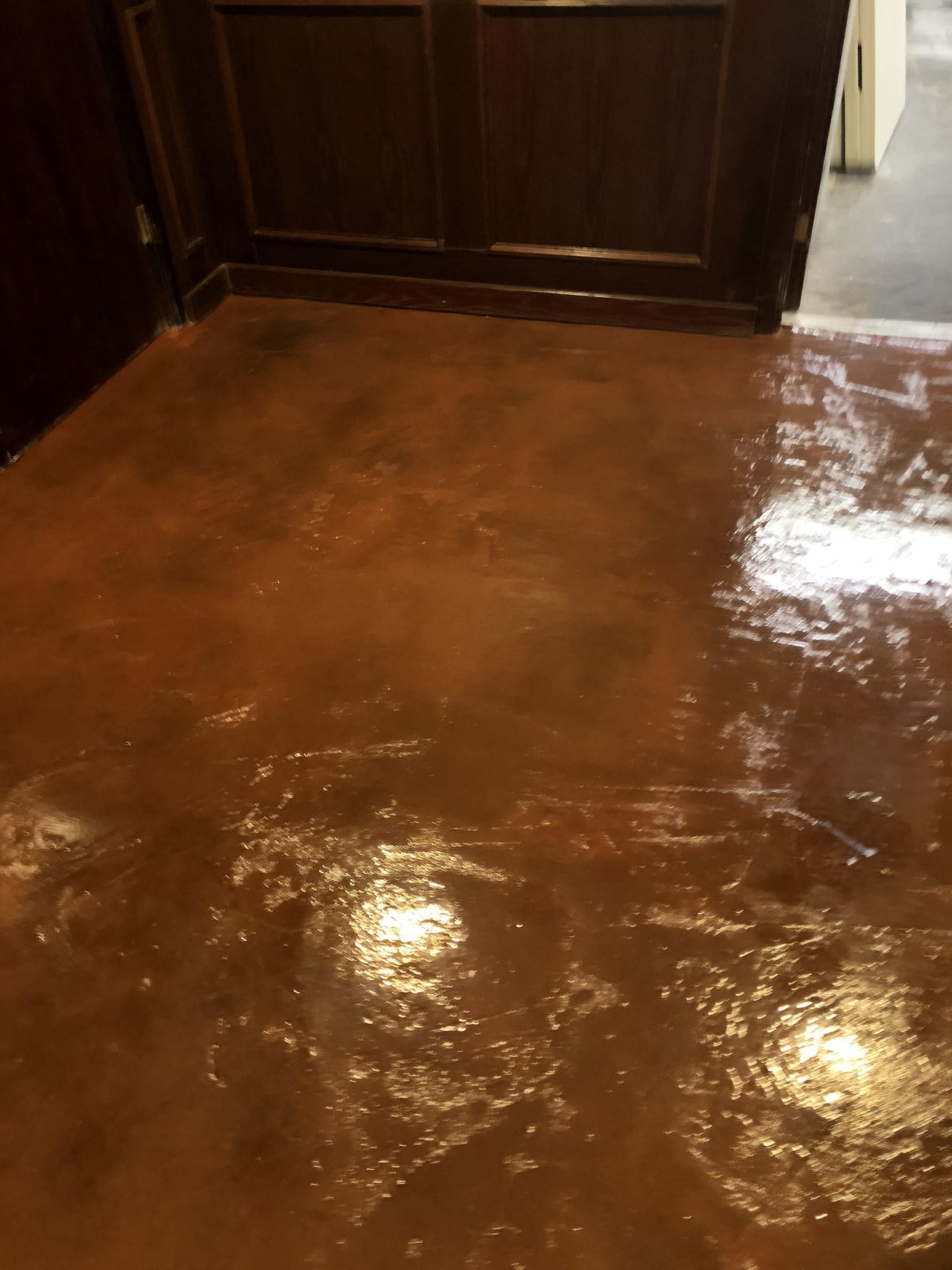 near bar shiny concrete floor restored by servant industries